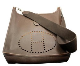 Authentic! Hermes Evelyne Chocolate Brown Epsom Leather GM Handbag Purse - $3,780.00