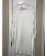 Nina Leonard Sweater Dress White See Through Sleeves Size M MWT - $27.28 CAD