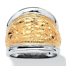 PalmBeach Jewelry Gold-Plated .925 Silver Two-Tone Scroll Cigar Band - £47.95 GBP