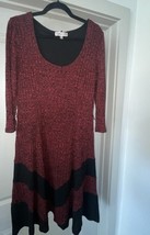 Robbie Bee Women&#39;s Burgundy Black  Rib-Knit Sweater Dress Size Large - $17.00