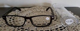 Brown Plastic Framed ~ Spring Hinged ~ Reading Glasses w/Clear Case ~ +2... - $20.00
