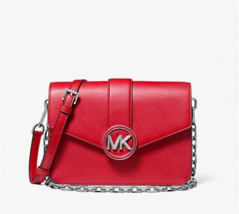 New Michael Kors Carmen Medium Convertible Shoulder Bag Bright Red with ... - £96.70 GBP