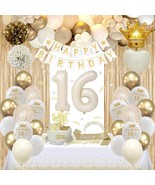 Sweet 16 Party Decorations, White And Gold 16Th Birthday Decorations For... - $28.99