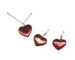 Funky Retro PUFF HEART EARRINGS NECKLACE SET Valentine Novelty Jewelry-S... - $8.81