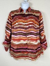 NWOT Jones New York Women Plus Size 2X Striped Satin Button-Up Shirt Lon... - £18.48 GBP