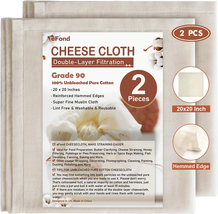 eFond Cheese Cloth, 20x20Inch Hemmed Cheesecloth for Straining 2 Pieces  New USA - £10.27 GBP