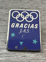 Vintage Gracias J.A.S. Olympic Rings Lapel Pin 1984 JAS - $5.94