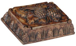 Box MOUNTAIN Lodge Pinecone Acorns Resin Hand-Cast Hand-Painted Painted - £109.34 GBP