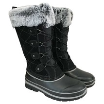 Khombu Ellie Black Suede Leather Faux Fur Winter Snow Boot Waterproof Size 6 - £23.52 GBP