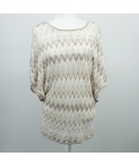 White House Black Market Dolman Sweater Open Knit Cross Back Tan Chevron... - $24.16