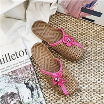 Suihyung Women Summer Shoes Breathable Linen Slippers Casual Flat Slides With Fl - £17.91 GBP