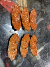 6 Vintage Asian Ceramic Orange Crab Shaped Chopstick Kani Doraku - $28.05