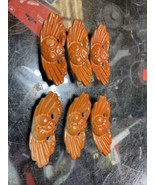 6 Vintage Asian Ceramic Orange Crab Shaped Chopstick Kani Doraku - £22.05 GBP