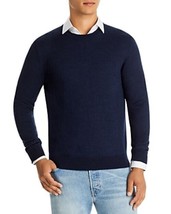 The Men&#39;s Store Designer Crew Neck Merino Wool Sweater in Steel Blue-Large - £31.96 GBP