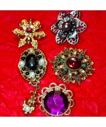 Beautiful five-piece brooch lot~one to repair - £22.58 GBP