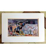 CHARLEY KRONE Central PA Farmer&#39;s Market Matted Art Print 18.75 x 12.75&quot; - $55.04 CAD