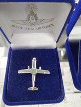 MILITARY AIRPLANE AVIATION THAI AIR FORCE TIE PIN SILVER COLOR IN VELVET... - $18.70