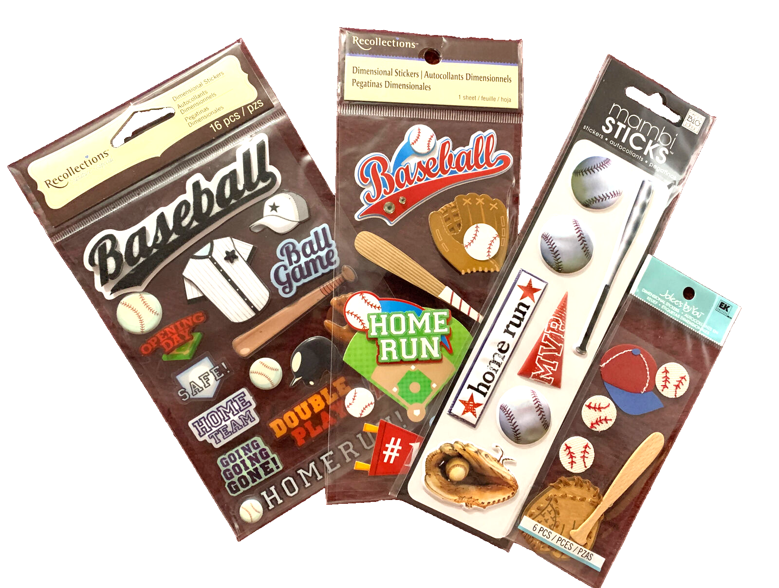 4 PC U CHOOSE  Assorted Recollections SPORTS 3D Stickers trophy baseball - $5.82
