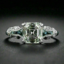 Vintage 2.55Ct Asscher Cut Diamond Engagement Ring Solid 14k White Gold Size 8.5 - £208.95 GBP