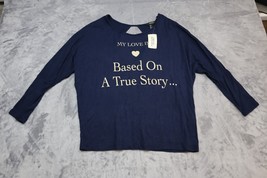 Forever 21 Womens Small Blue Loose Casual Lightweight Love Based On A True Story - £8.52 GBP