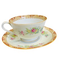 Vintage Sango Japan Floral Pattern Footed Fine China Tea Cup and Saucer White - £12.47 GBP