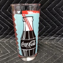 Rare Coca-Cola Drinking Glass w/Different Coke Logos, Bottle, Bottle Cap, Retro - £5.09 GBP