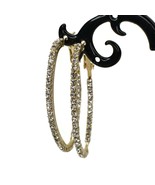 Lauren G Adams Oval Hoop Earrings Rhinestone Crystal Inside Out Gold Fin... - $49.99