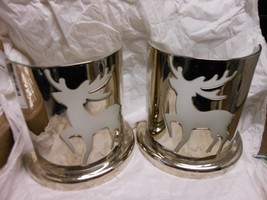 Frosted Glass Reindeer In Metal Tealight Candle Holder 4.75&quot;H USED - $346.59 MXN