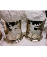 Frosted Glass Reindeer In Metal Tealight Candle Holder 4.75&quot;H USED - $342.03 MXN