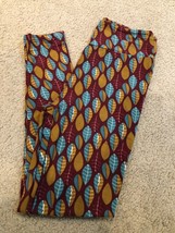 LuLaRoe OS Leggings One Size NWOT Green Brown Fall Floral Leaves Feathers - £13.31 GBP
