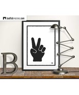 Victory Print, Peace Sign, Comic Style Print, War and Peace, Two Fingere... - $35.00+