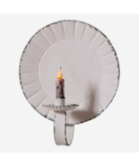 Large Round candle Sconce in Rustic White Tin - $694.06 MXN