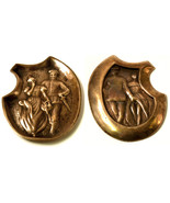 Vintage Naughty Risqué 2 Sided Brass Dish German Imperial Soldier &amp; Cour... - $39.15