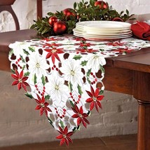 15 X 70 Inch Christmas Table Runner Embroidered Table Runner Red Table L... - $31.99