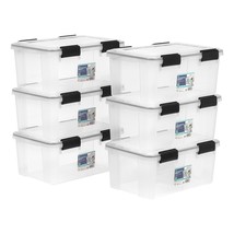 IRIS USA 6 Pack 19qt WEATHERPRO Airtight Plastic Storage Bin with Lid and Seal a - £120.99 GBP