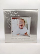 Brushed Silver Hallmark Baby Photo Frame Religious Sentiment 4x4 Tabletop Easel - $13.85