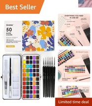 50 Color Watercolor Paint Set with  Brushes for Artists &amp; Beginners - $45.00