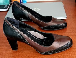 Women&#39;s shoes Umberto Raffini, leather black &amp; brown heeled pumps, size 8.5 - £15.01 GBP
