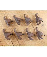 8 Cast Iron Dog Tail Butt Drawer Pulls Knobs Cast Iron Rustic Cabinet Ba... - $606.19 MXN
