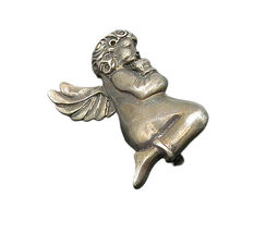 Vintage Robyn Rush RR Gold Tone Angel Bell Pin Brooch Signed Costume Jew... - $21.28