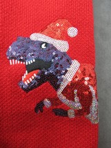 Dog Sweater Red Purple Dinosaur Santa Hat Poly Knit Sequins 14&quot; x 7&quot; NWOT M-L - £11.20 GBP