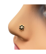22ct Yellow Gold Floral Black Stone Nose Pin/Stud 5mm Width - $134.59 CAD