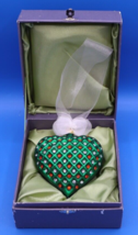 2003 Expressions From The Heart Red Christmas Ornament Green Swarovski Crystals  - $28.39