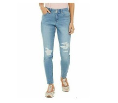 Style &amp; CO Womens 6 Blue Lourdes Mid Rise Distressed Curvy Fit Skinny Je... - $13.51