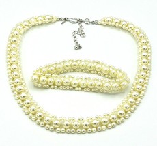 Vintage Retro Shofel Bros Signed SHB Faux Pearl Necklace Bracelet Set - £15.65 GBP