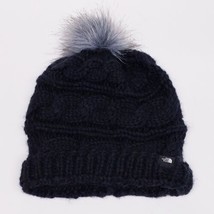 The North Face Black Triple Cable Winter Faux Fur Pom Pom Beanie Hat Women&#39;s - £24.41 GBP