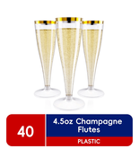 Disposable Plastic Champagne Flutes,Gold Rim,4.5 Oz,40 Pack - €30,88 EUR