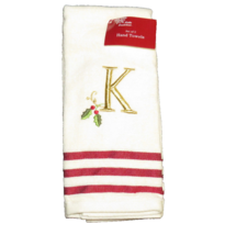 Winter Wonderland Christmas Embroidered &quot;K&quot; Monogrammed Hand Towel Set O... - £15.71 GBP
