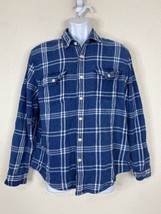 American Eagle Button Up Shirt Indigo Men Size XL Blue Thick Weave Long ... - £5.74 GBP
