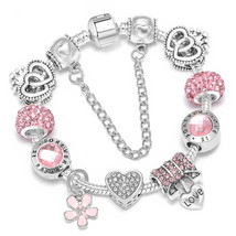 41 Style Romantic Love Key Pendant Charm Bracelet With Crystal Beads Bracelets F - £12.04 GBP